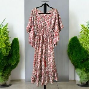 Boemo Elegant Red and gray Patterned Dress